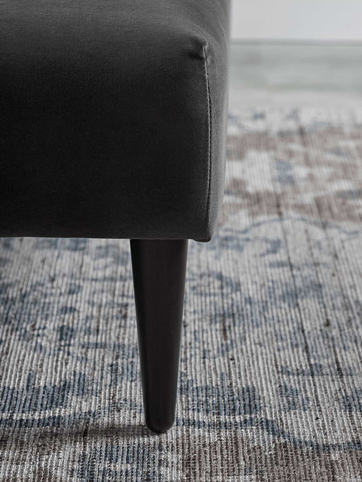 Small Marlborough Ottoman Slate Cotton Velvet