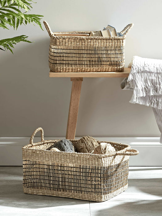 Two Black & Natural Seagrass Baskets