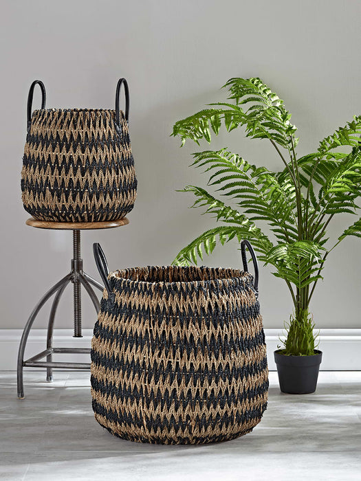 Two Monochrome Seagrass Baskets