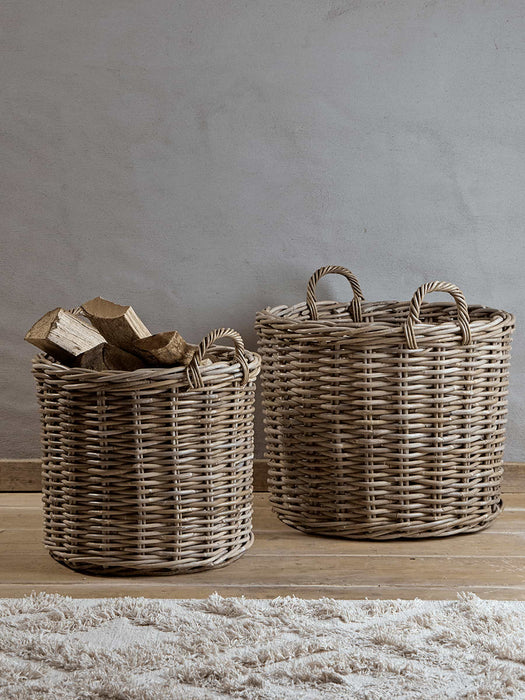 Two Round Rattan Baskets