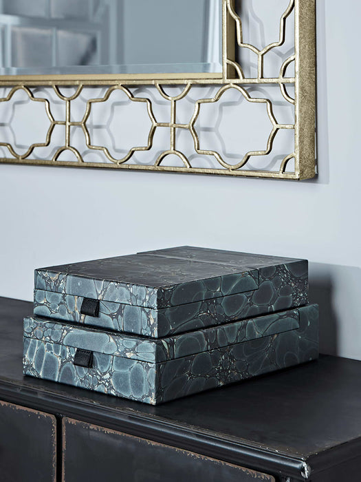 Two Slim Paper Storage Boxes