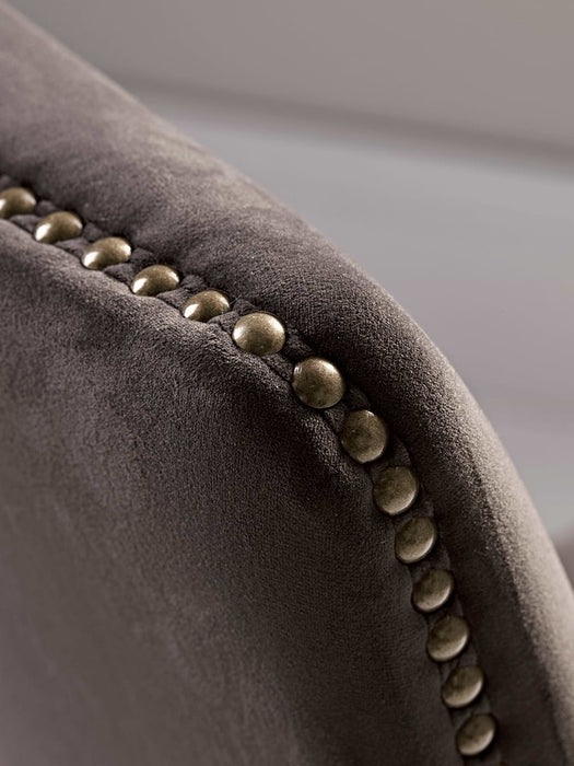 Two Studded Velvet Dining Chairs - Grey Velvet