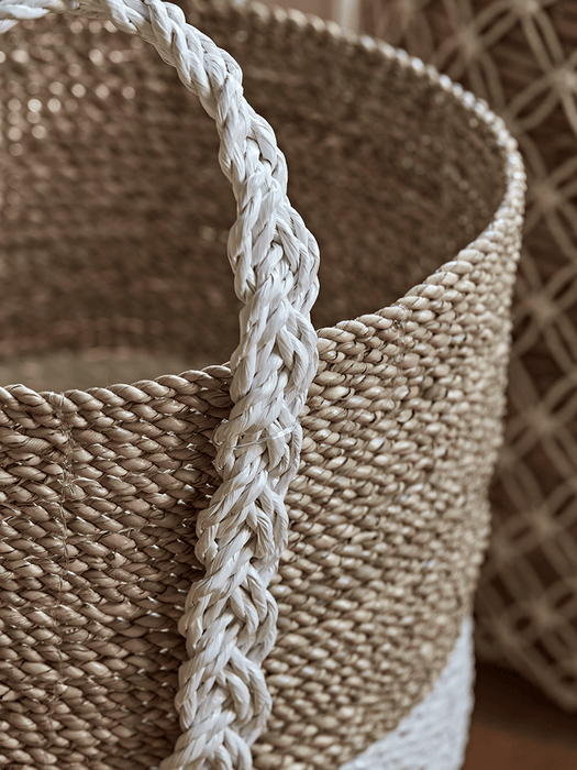 Three Natural & White Artisan Baskets