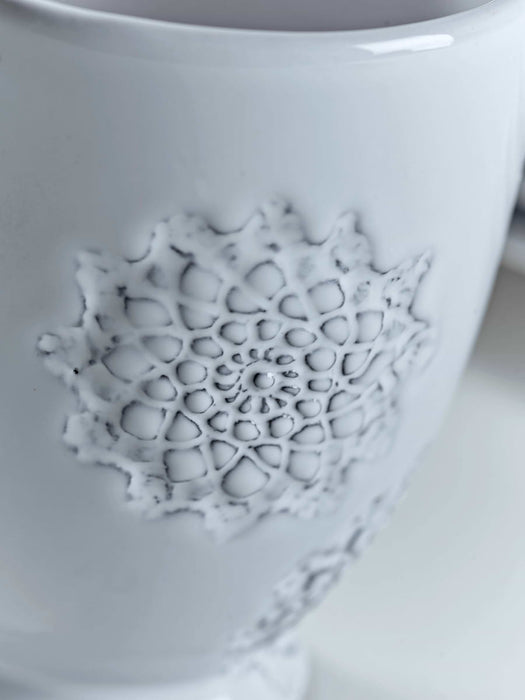 Six Embossed Lace Mugs