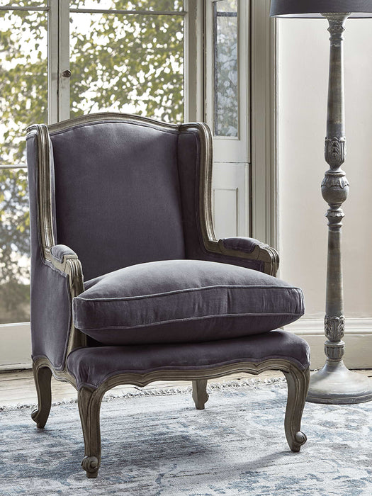 Hand Carved Occasional Chair - Grey