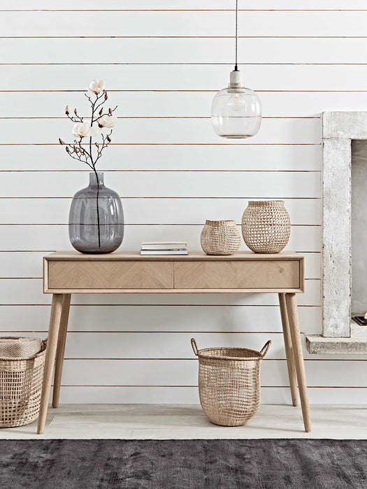 Chevron Oak Storage Console Table