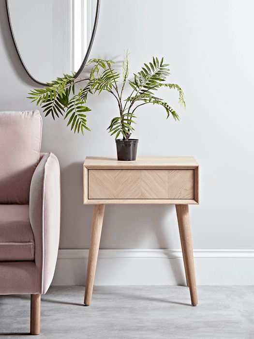 Chevron Oak Side Table