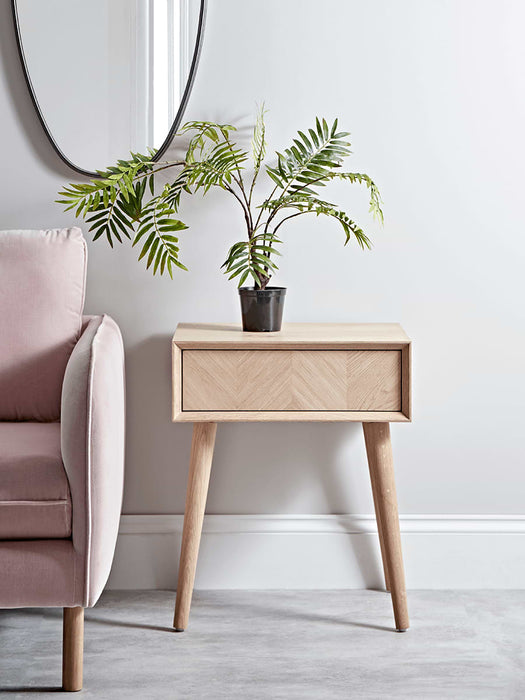 Chevron Oak Side Table