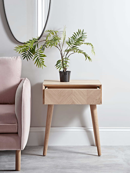 Chevron Oak Side Table
