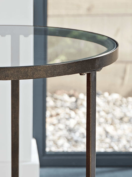 Glass Display Side Table - Aged Bronze