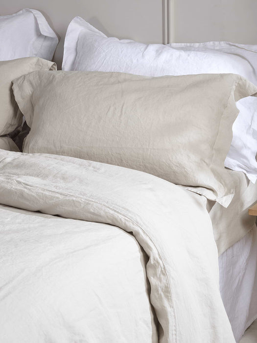 Washed Linen Fitted Sheet Kingsize- Stone