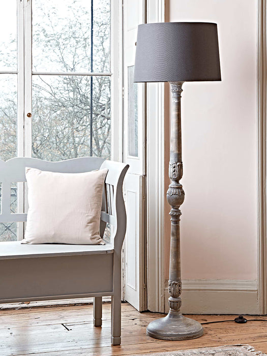 Elegant Grey Wooden Floor Lamp