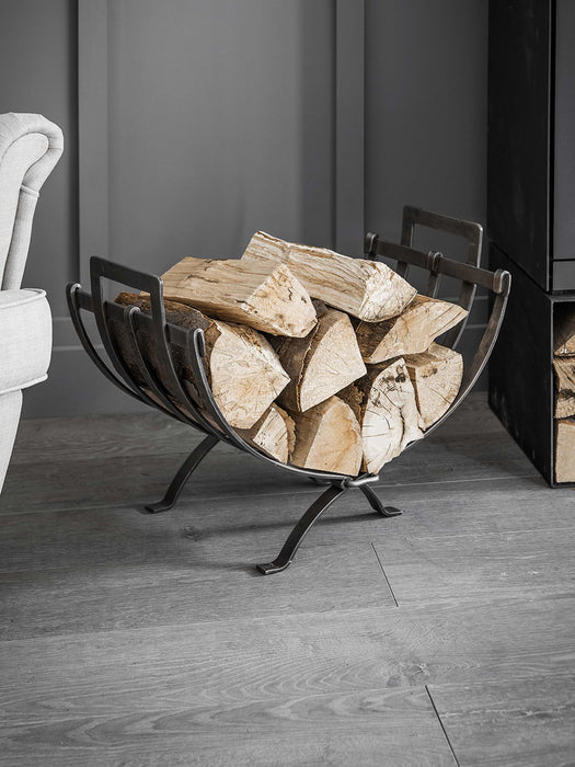 Burnished Steel Folding Log Holder