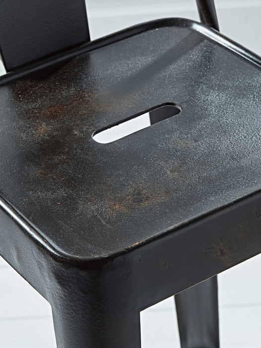 Antiqued Metal Backed High Stool