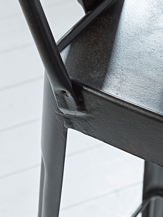 Antiqued Metal Backed High Stool