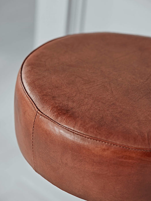 Round Leather High Stool