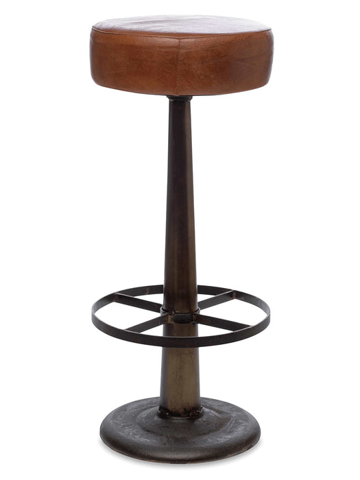 Round Leather High Stool