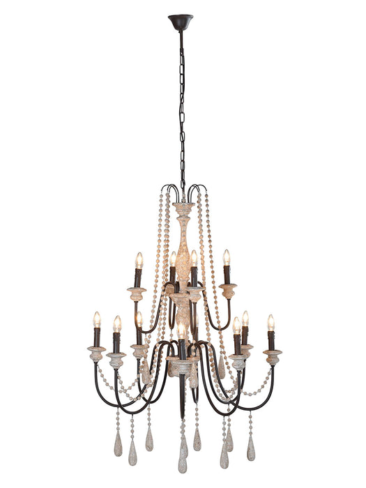 Large Distressed Beaded Chandelier