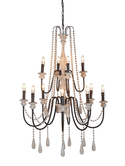 Large Distressed Beaded Chandelier