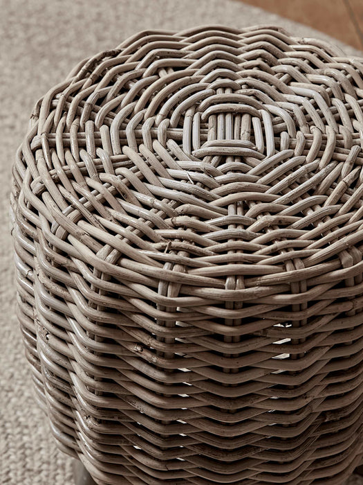 Round Rattan Low Stool