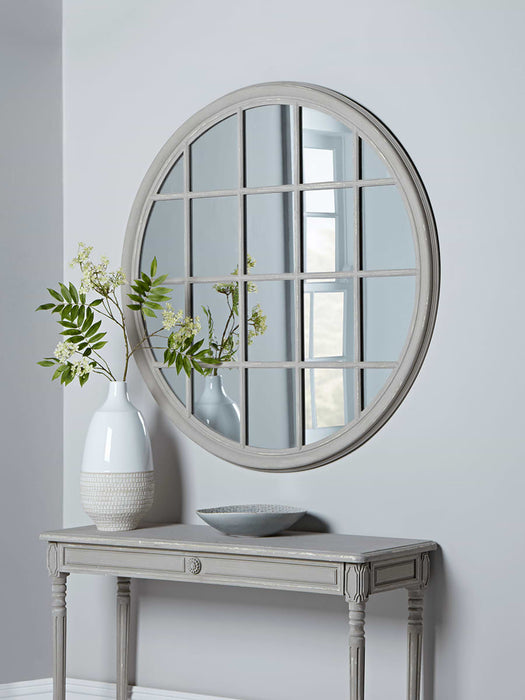 Round Grey Window Mirror