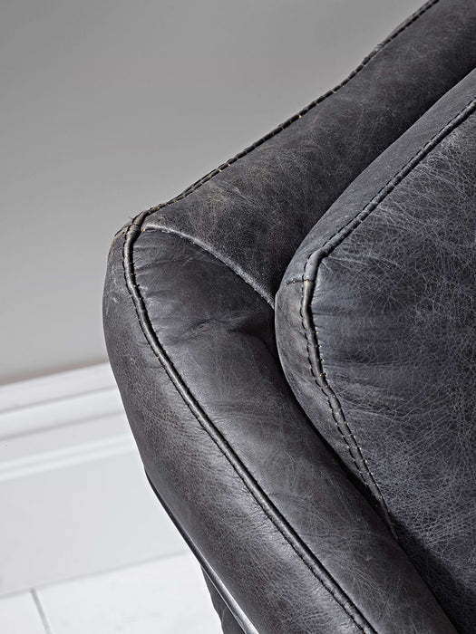 Black Vintage Style Leather Armchair