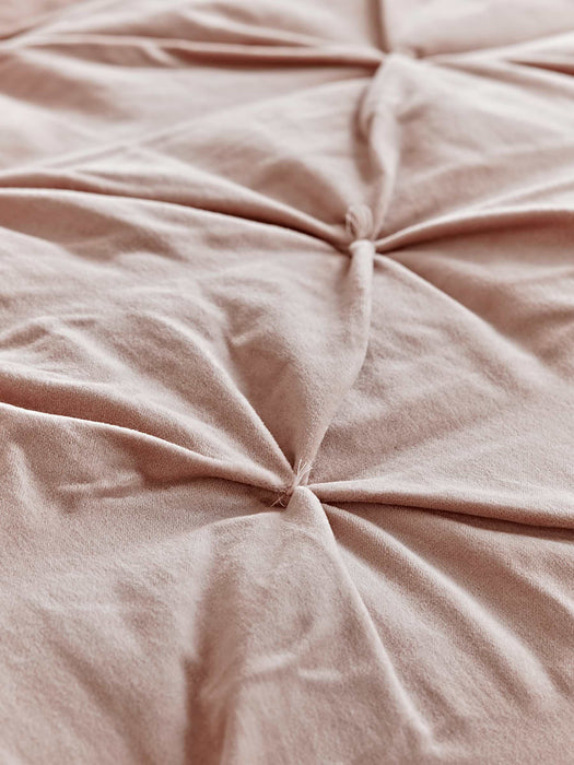 Pin-Tucked Velvet & Linen Kingsize Quilt - Blush