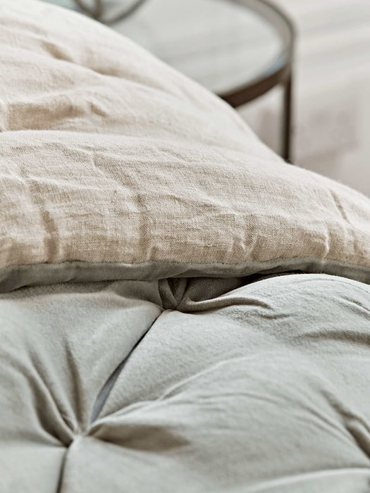 Pin-Tucked Velvet & Linen Kingsize Quilt - Sage