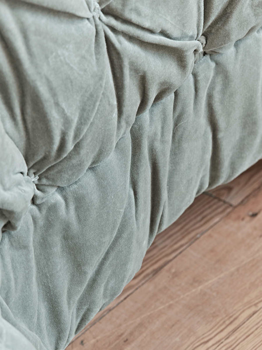 Pin-Tucked Velvet & Linen Kingsize Quilt - Sage