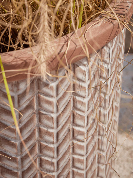 Four Glazed Chevron Planters