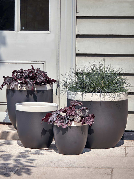 Four Dipped Rim Planters - Charcoal