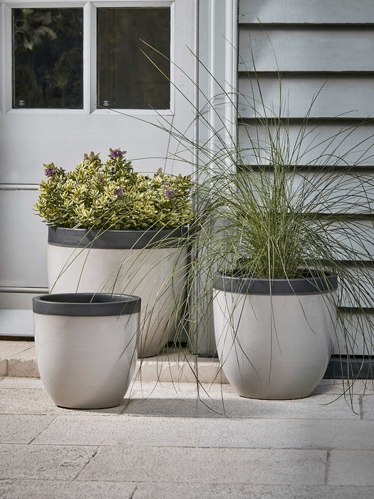 Four Dipped Rim Planters - Soft Grey
