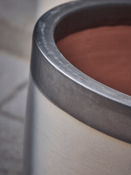 Four Dipped Rim Planters - Soft Grey