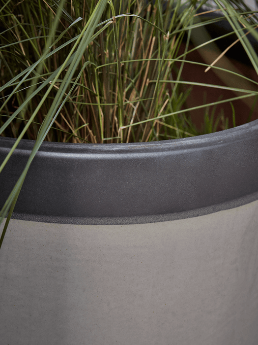 Four Dipped Rim Planters - Soft Grey