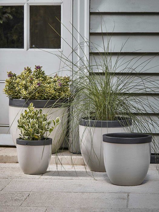 Four Dipped Rim Planters - Soft Grey