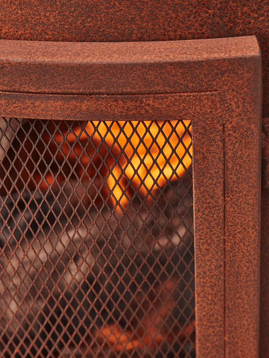 Rusty Outdoor Woodburner - Rounded