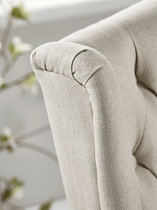 Two Buttoned Linen Dining Chairs