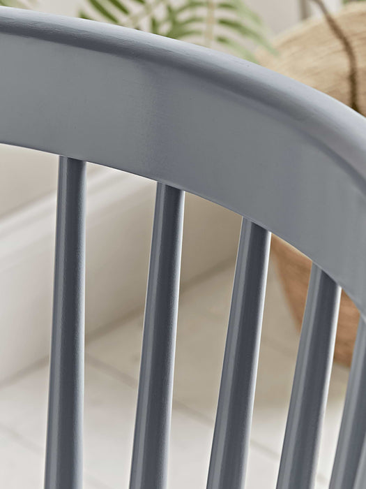 Two Grey Spindle Backed Chairs