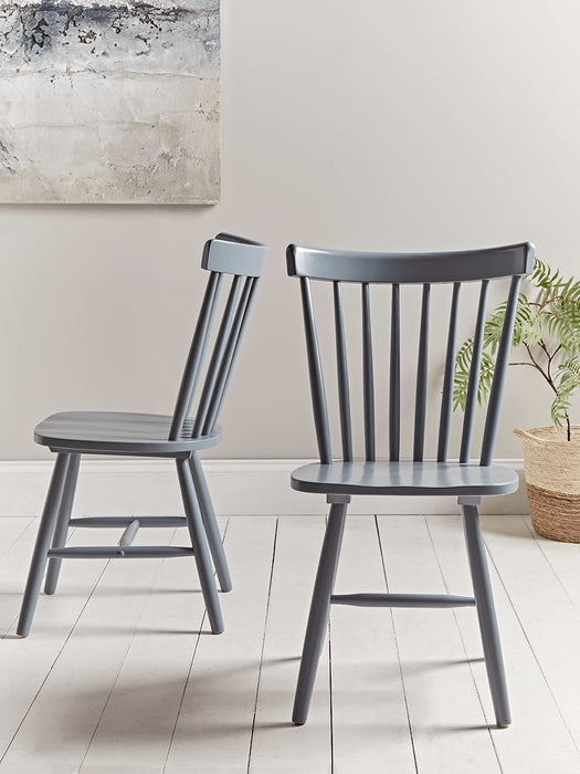 Two Grey Spindle Backed Chairs