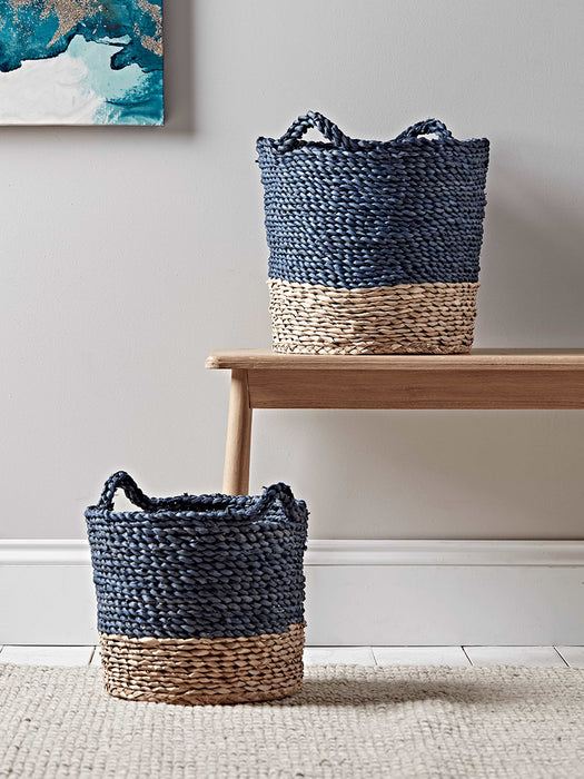 Two Navy & Natural Baskets