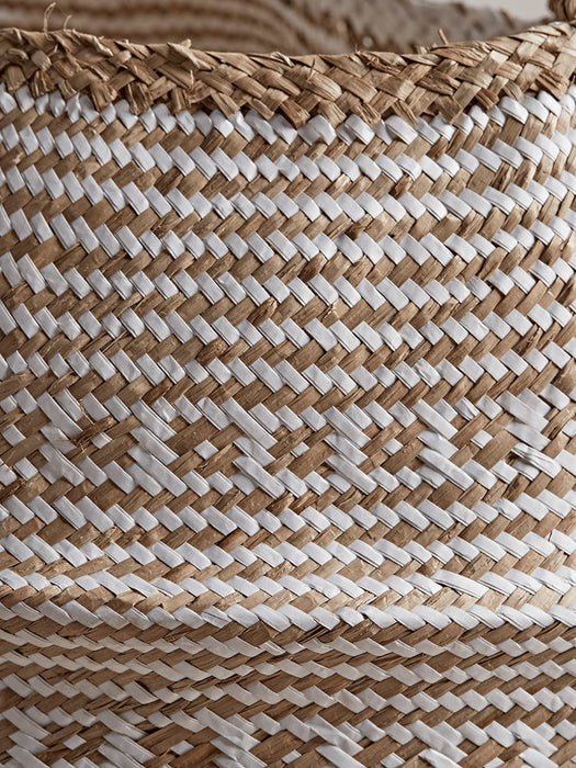 Two White Patterned Baskets