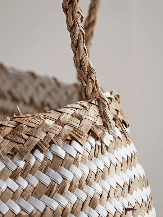 Two White Patterned Baskets