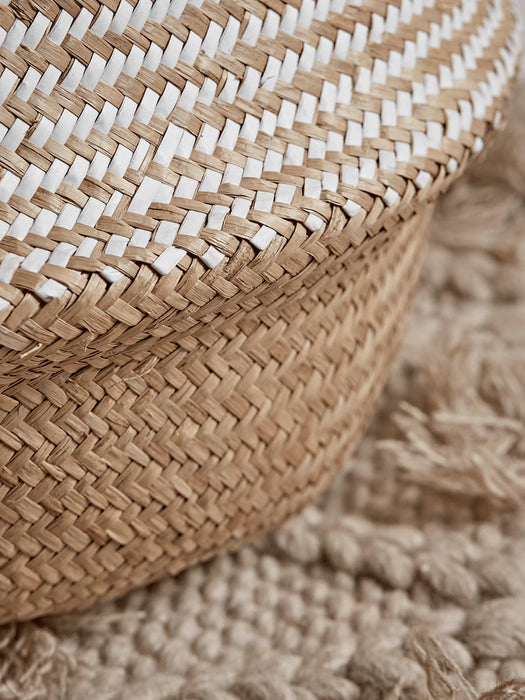 Two White Patterned Baskets