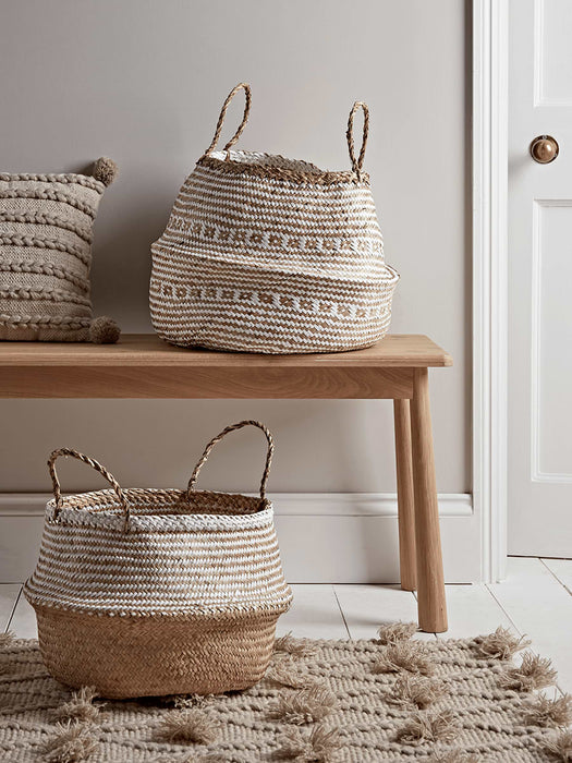 Two White Patterned Baskets