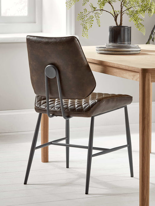 Two Quilted Dining Chairs - Brown