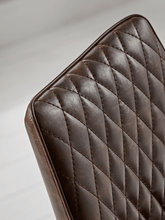 Two Quilted Dining Chairs - Brown