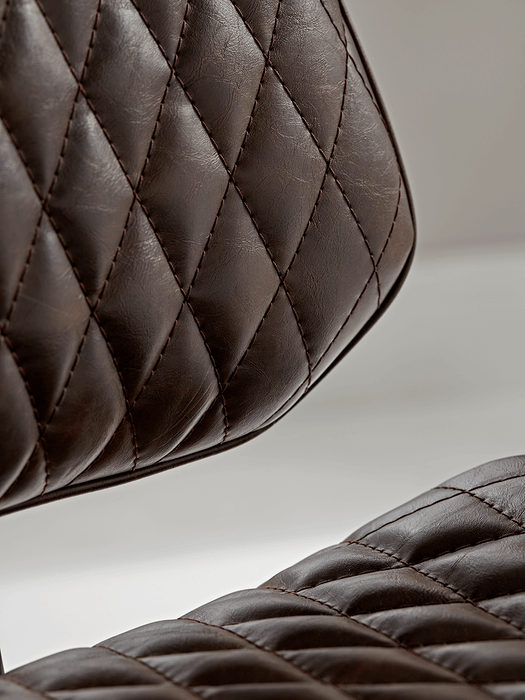 Two Quilted Dining Chairs - Brown