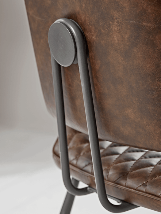 Two Quilted Dining Chairs - Brown