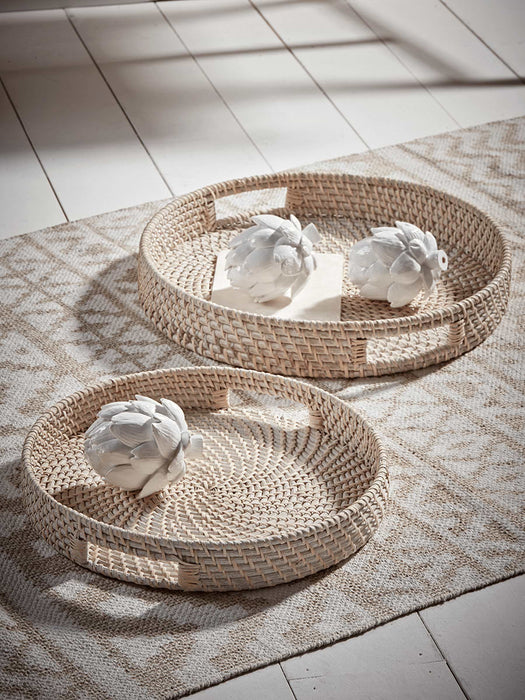 Two Whitewashed Rattan Trays