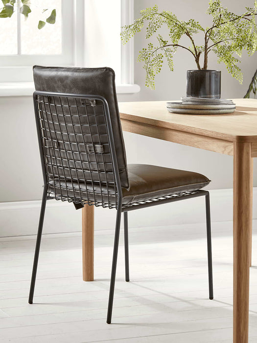 Two Wire Backed Dining Chairs - Grey